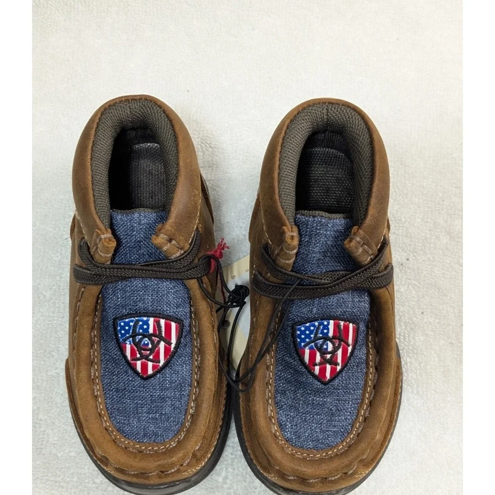 Ariat Toddler size 4, Boy's Lil Stomper USA Brown leather Shoes , A443001602-04